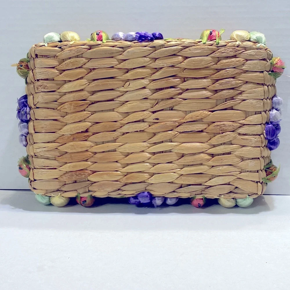 4 Piece Vintage Rafia Woven Rattan Basket Set